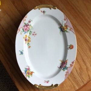 RARE FIND-JYOTO CHINA 14” PLATTER JAPANESE PORCELAIN/GILDED HANDLES